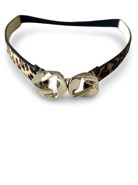 Tre Vero calf hair leather animal print belt Size S/M Stretch belt Cheetah print